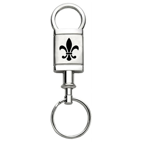 Fleur-De-Lis Satin Chrome Valet Key Chain (Silver)