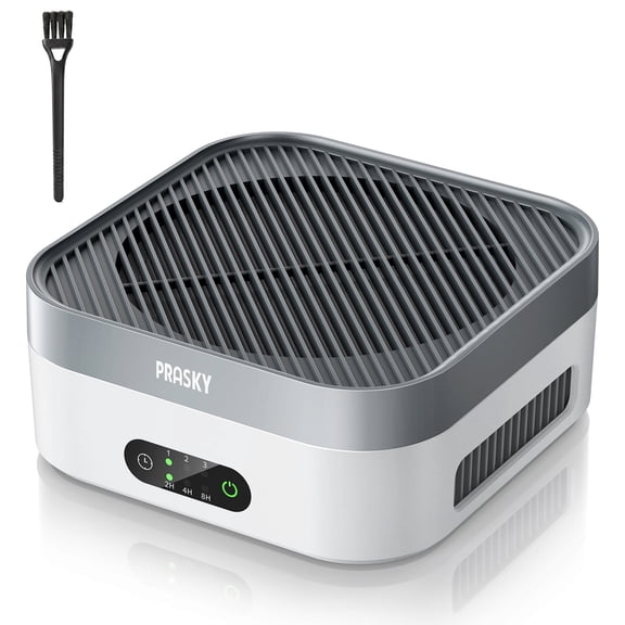 PRASKY Air Purifier for Home with Filter Brusher 600 Sq Ft Coverage, True HEPA Filter for Pets, Smoke & Allergies | Quiet & Portable for Bedroom/Travel/Car (Gray)