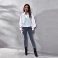 thumbnail image 4 of SWSMCLT Women's Button Fashion Loose Deep V Neck V Neck Sweater Vest Knit Soft Cute Asymmetrical Sweater Light Blue Large, 4 of 4