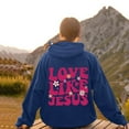 thumbnail image 6 of Oversize Hoodie for Women Christian Love Like Jesus Faith God Religious Long Sleeve Letter Print Hooded Trendy Fall Clothes 2025 Navy, 6 of 7