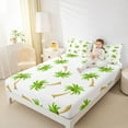 thumbnail image 4 of jejeloiu Cartoon Coconut Tree Full Size Sheets,Hawaii Summer Holiday Bed Sheets,Green White Sheet Sets For Boys Girls,Ultra Soft Home Decor,4-Piece, 4 of 7
