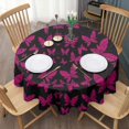 thumbnail image 3 of Black Pink Butterfly Pattern Round Tablecloth 60"x60",Wrinkle Wipeable Table Cloth for Kitchen Dining Room Picnic Patio Party, 3 of 6