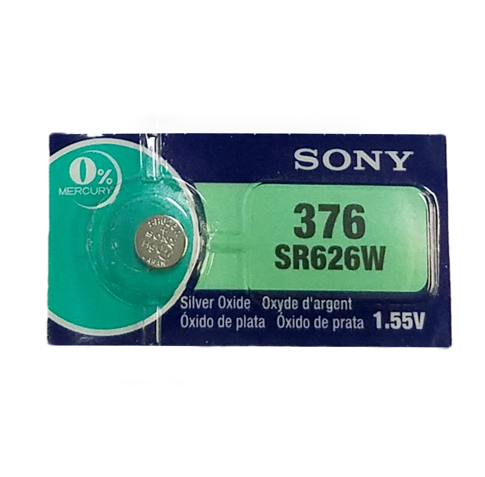 Sony 376 SR626W Silver Oxide Mercury Free Watch Batteries (5 Batteries