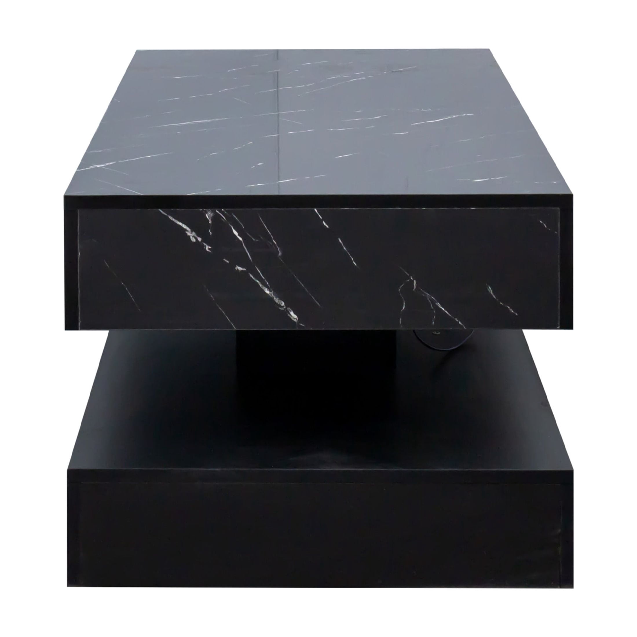 Noble House Nadia 39.4" LED Coffee Table, RGB Remote Lighting, Drawer Storage, Wooden Living Room Furniture, Black