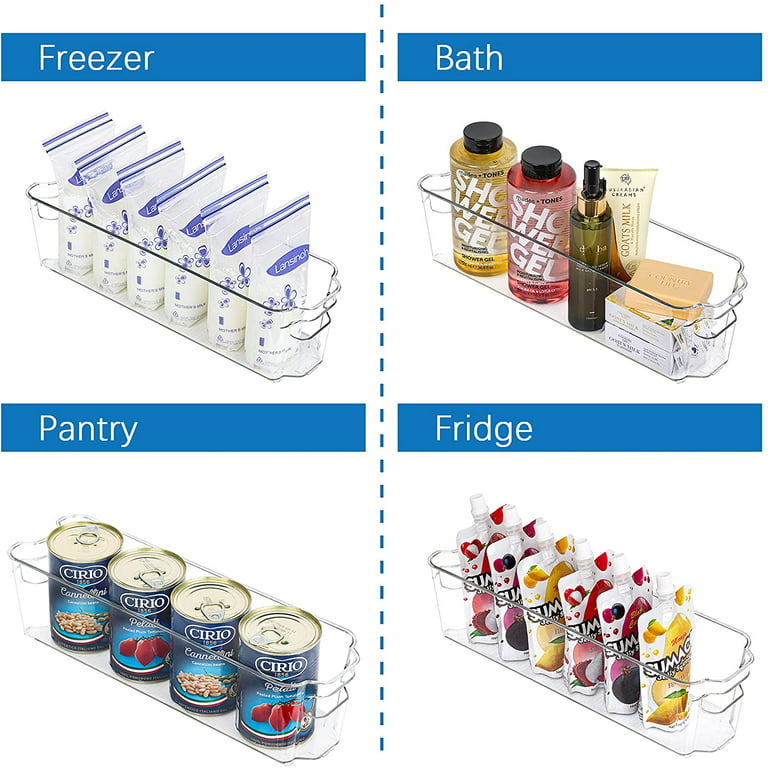 HOOJO Refrigerator Organizer Bins - 8pcs Clear Plastic Bins For Fridge,  Freezer, Kitchen Cabinet, Pantry Organization, BPA Free Fridge Organizer,  12.5 Long, Clear 