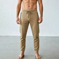 thumbnail image 4 of CUSTG Male Leisure Trousers Drawstring High Waist Jogger Pants Slim Athletic Workout Trousers with Zipper Side Pockets For Running Minimalist Style Trousers, 4 of 6