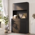 thumbnail image 7 of Bifanuo Kitchen Pantry Storage Cabinet, Large Buffet Cabinet with Power Outlets and Led Lights, 71'' Tall Kitchen Hutch Cabinet with Microwave Stand for Dining Room, Black, 7 of 7