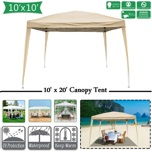 Lowestbest 10 X 10 Pop Up Canopy Tent Canopy Tents For Outside 2 Doors And 2 Windows Waterproof Tents And Canopies With Carry Bag Gazebo Khaki Walmart Com Walmart Com