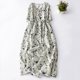 thumbnail image 2 of Gibobby Vestido casual de punto para mujer Vestido De Mujer Con Cuello En V Estilo Suelto Casual Lino Transpirable Vestido Floral(Blanco,G), 2 of 5