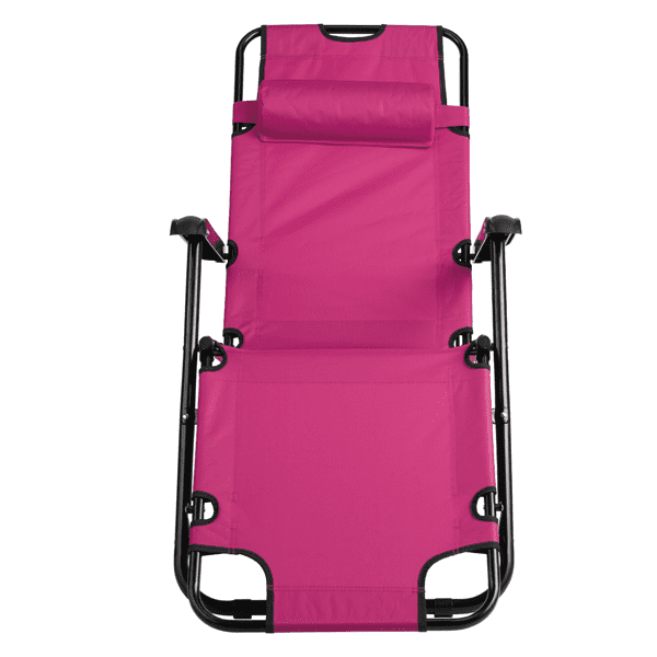 Folding Recliner Chair, Portable Extendable Folding Reclining Chairs for Indoor Outdoor, Pink