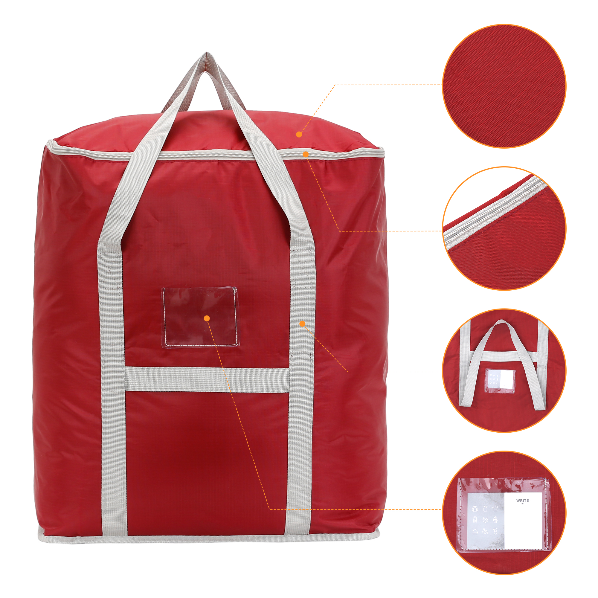 Unique Bargains 1 Pack Clothes Storage Bags Moving Bags Red 20*16*20in