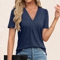 thumbnail image 2 of Women Summer Tops Womens Tops Dressy Casual V Neck Short Sleeve Shirts Loose T Shirts Trendy Tunic Blouses Comfy Long Sleeve for Women And Blouses for Loose Graphic Tee Extra Small Long Blue S, 2 of 7
