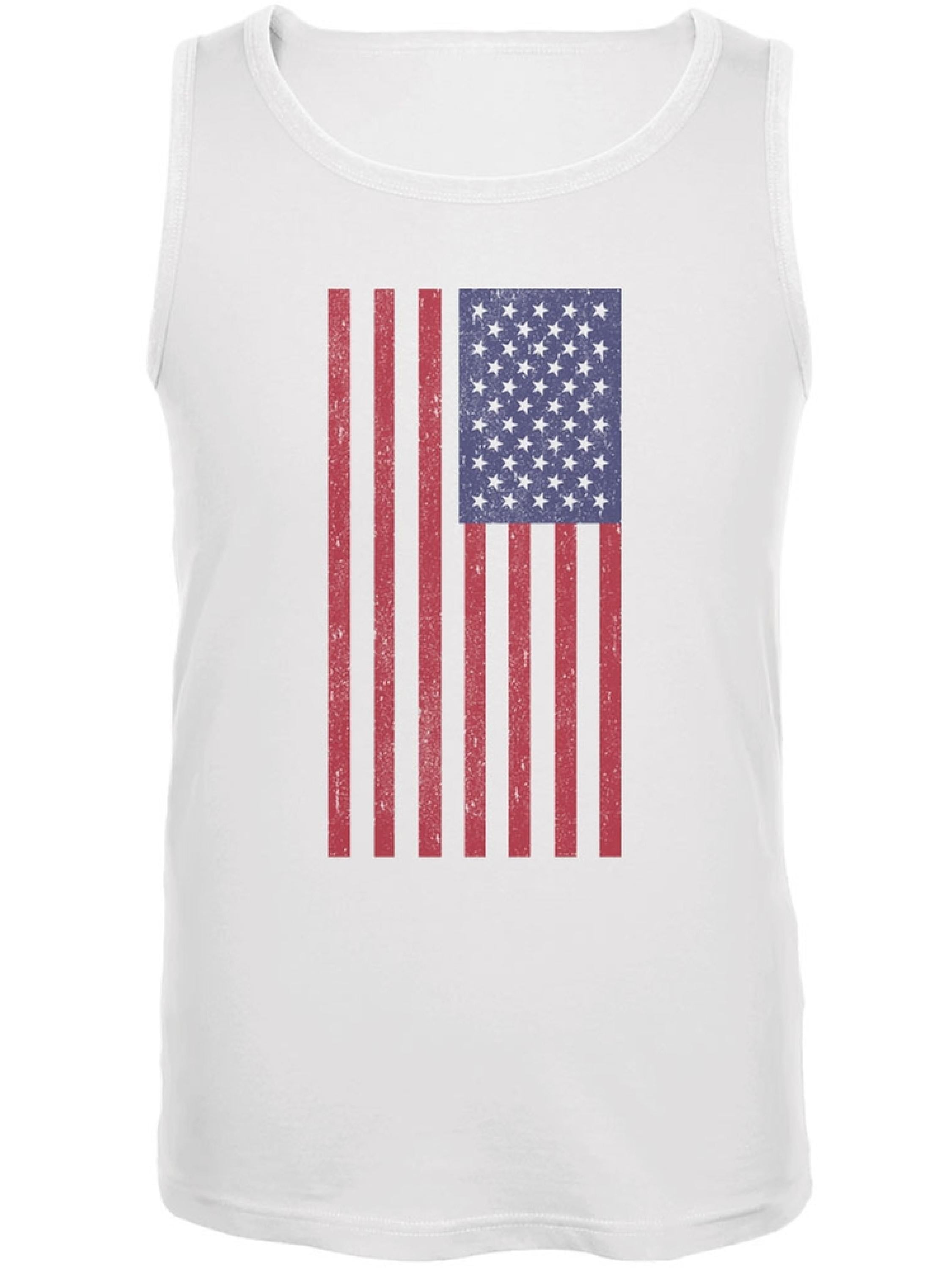 4th Of July Stars and Strings Guitar American Flag White Adult Tank Top 