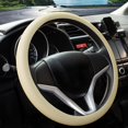 thumbnail image 1 of Spurtar Funda para volante 14-15 Protector antideslizante para volante de coche Textura de cuero de silicona suave e inodoro Funda para volante Funda de gran agarre para volante Beige, 1 of 1