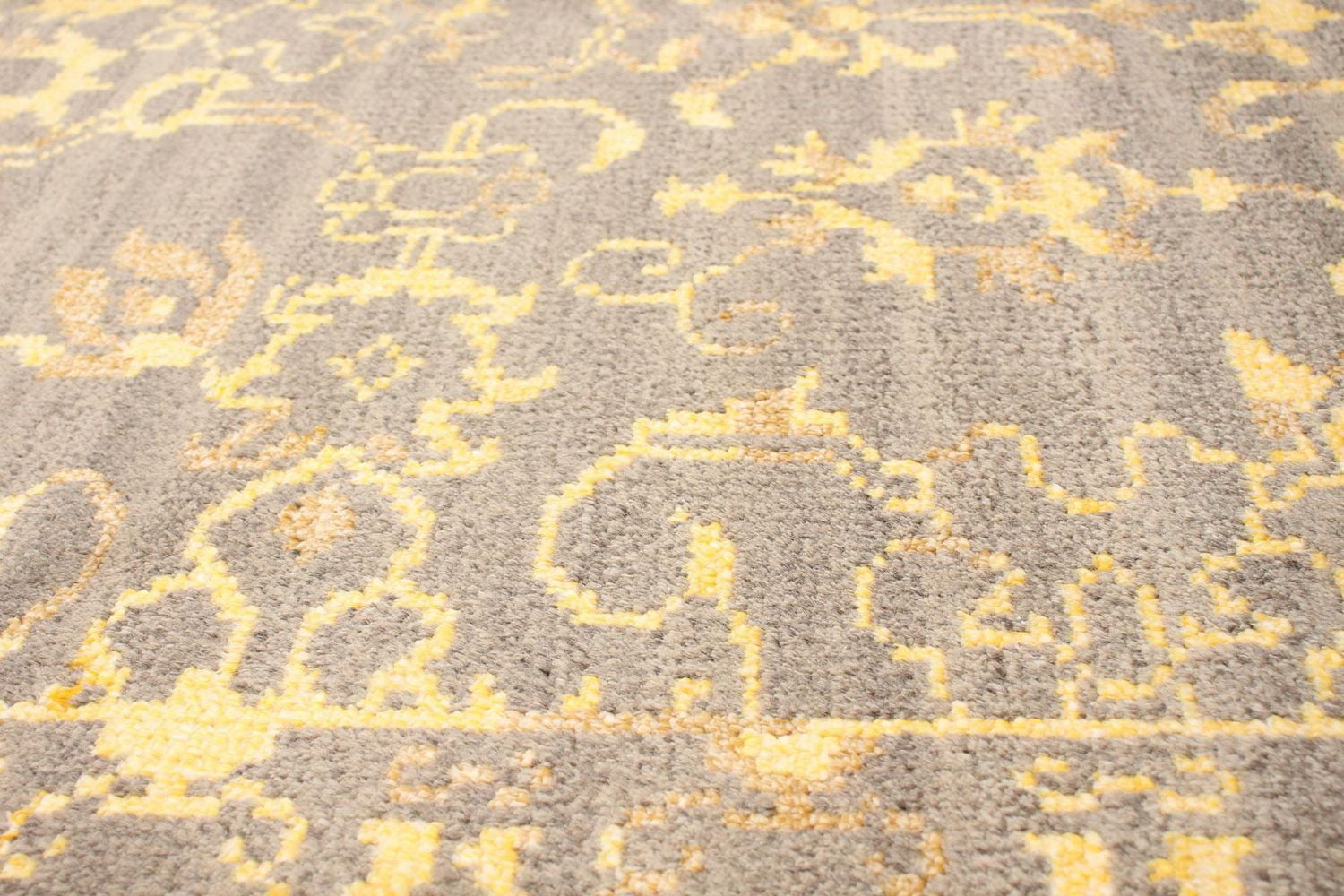 ECARPETGALLERY 5'5" x 8'6" Bordered La Seda Hand-knotted Area Rug for Living Room, Dining Room and Bedroom in Grey