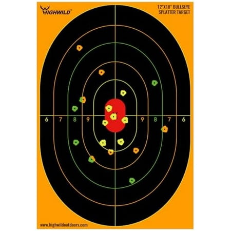 Bullseye Splatter Paper Targets - Splash Effect of Multiple Colors - 12x18 Inch