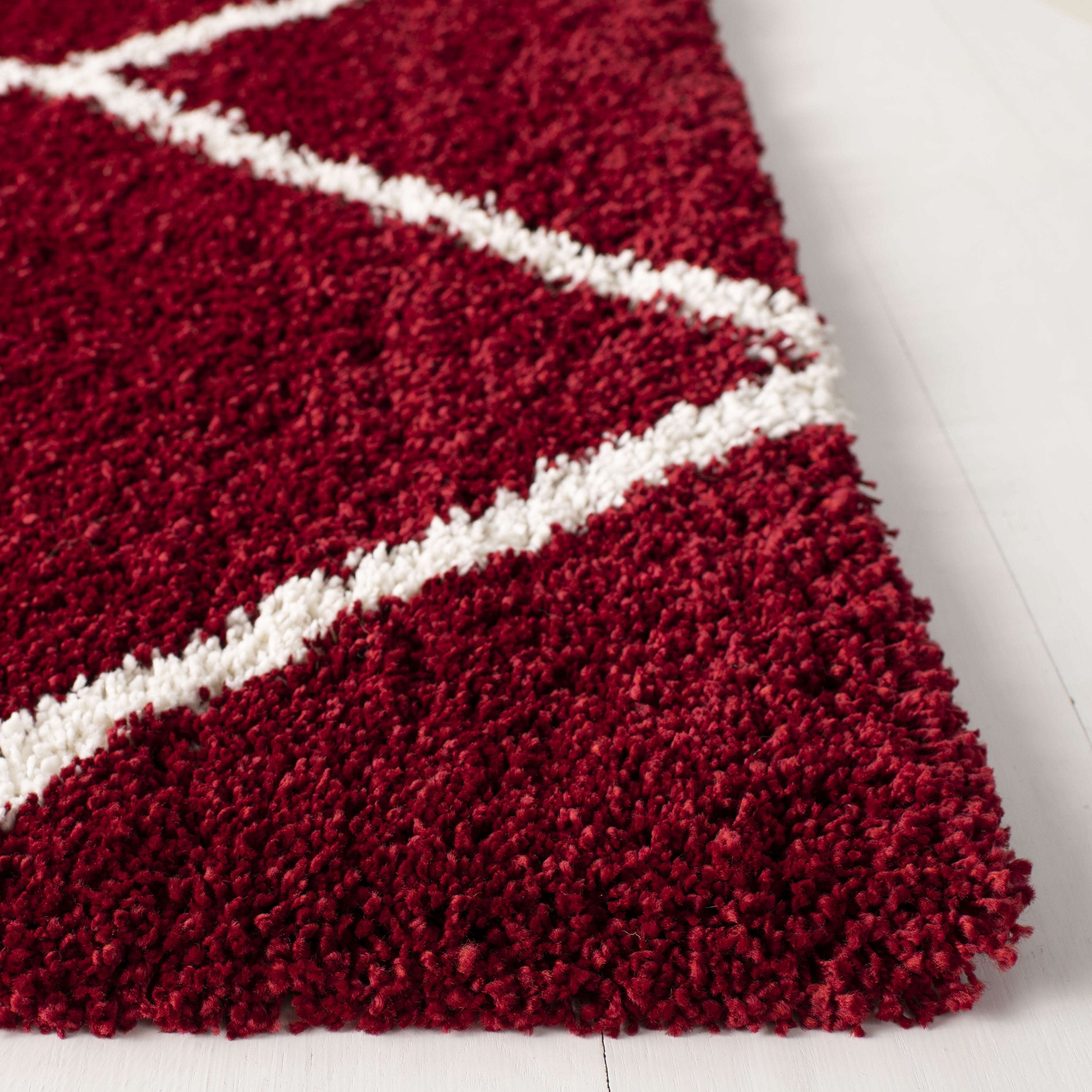 Safavieh Hudson Amias Geometric Shag Area Rug, Red/Ivory, 11' x 15'