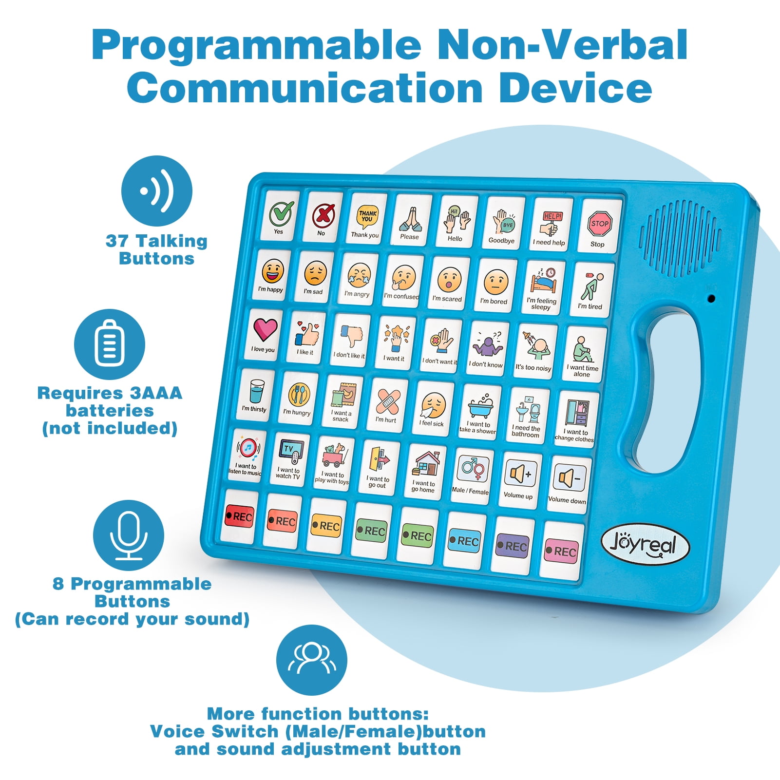 Joyreal AAC Autism Device Speech Aid with 8 Programmable Buttons