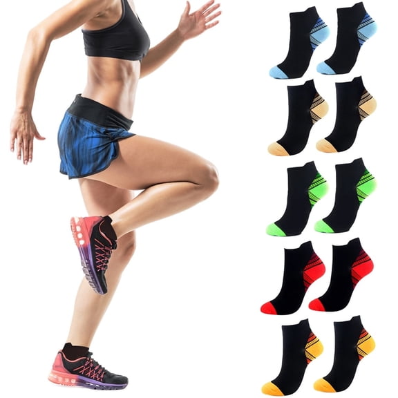 5 Pairs Compression Running Socks for Men & Women – Ankle Socks with Arch Support, Breathable & Durable