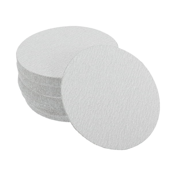 Discos de Lija Unique Bargains, 4.92" 100 Grano para Reparación Automotriz, Papel de Lija Redondo con Gancho y Bucle de Óxido de Aluminio Blanco, 50 Pcs