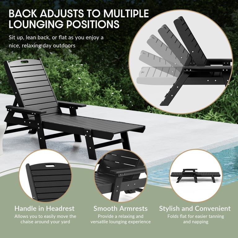 WestinTrends Malibu Black Chaise Lounge, Adjustable 5-Position photo 5