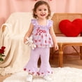 thumbnail image 2 of Gibobby Little Girls Valentine's Day Outfits Heart Print Sweatshirt and Culottes Clothes Set(2-3 Years,Red), 2 of 9