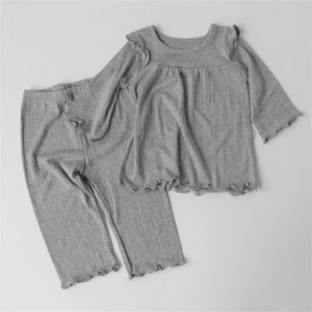 

Hunpta Newborn Infant Baby Girls Boys Autumn Solid Cotton Long Sleeve Long Pants Sleepwear Set Outfits Clothes