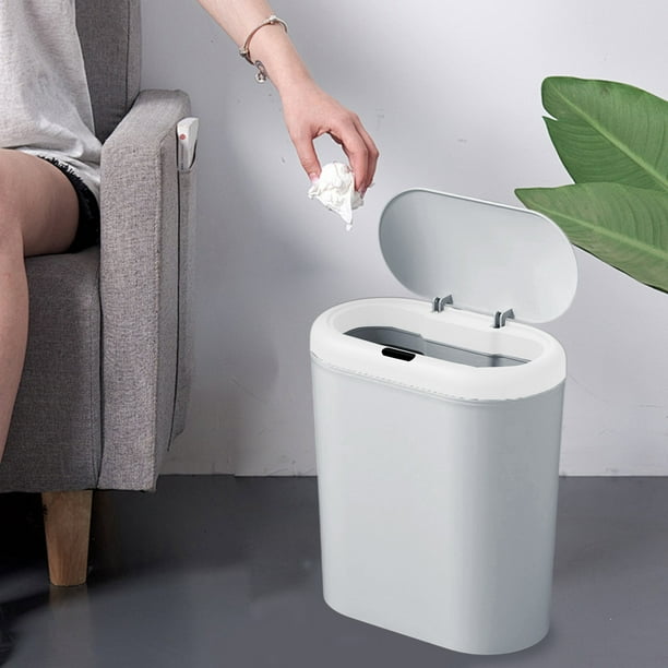 Cubo de basura, bote de basura con sensor de dos modos, bote de basura con sensor sin contacto, capacidad de 12,5 litros, bote de basura con tapa, contenedor de cocina con sensor, reciclaje para cocin