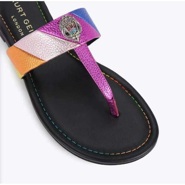 Kurt Geiger Mujeres Arco Iris Zapatilla Bloque De Color Águila Paja Diapositivas Gao Jiahui unisex