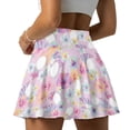 thumbnail image 2 of Xoenoiee Golf Hibiscus Plumeria Palm Leaves Print Pleated Tennis Skirts for Women High Waisted Golf Skorts Lightweight Tummy Control Skirts with Shorts Pockets, Size S, 2 of 7