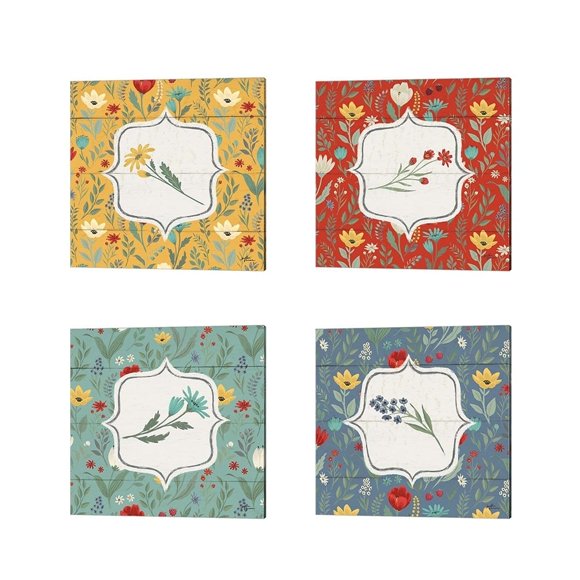Metaverse Janelle Penner 'Blooming Thoughts Flower' Canvas Art (Set of 4)