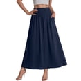 thumbnail image 3 of SROBPTY Skirts for Women Summer Solid Elastic Waist High Waist Midi A Line for Casual Wear, 3 of 5