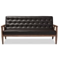thumbnail image 3 of Allora Faux Leather Tufted Sofa in Brown, 3 of 6