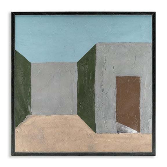 Stupell Industries Grey Rustic Building Buildings & Architecture Painting Black Framed Art Print Wall Art, 12 x 12