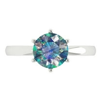 2 ctw Solitaire Anniversary Ring for Women | Round Cut Blue Moissanite | Hyperallergenic Solid 18K White Gold