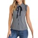 thumbnail image 1 of CAMISA DE OFICINA SIN MANGAS CON VOLANTES Y LAZO PARA MUJERES INSPIRADA EN CHIC, GINGHAM, TAMAÑO S, AZUL OSCURO, 1 of 6