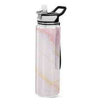 32 Oz Sports Water Bottle with Straws Light Pink Gold Marble Tritan Clear Bottles BPA Free Leakproof Cup for Outdoor School Gym Fitness
