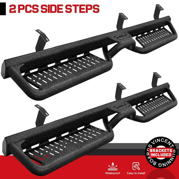 BDK FIT 2005-2023 Toyota Tacoma Double/Crew Cab BLK Running Boards Side Step