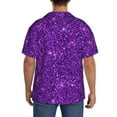 thumbnail image 3 of Sikiie Purple Glitter Men's Wrinkle Free Untucked Cuban Shirt Business Casual Button Down Shirts Short Sleeve Shirt3X-Large, 3 of 5
