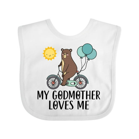 Inktastic My Godmother Loves Me Bear Boys or Girls Baby Bib