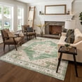 thumbnail image 5 of Toyoso 5x7 Traditional Medallion Area Rug - Antique Emerald Green & Amber Silicone Rug, Washable Indoor Floor Rug, 0.25" Slim Low-Pile Non-Slip Rug for Master Bedroom and Home Office Space Decor, 5 of 9