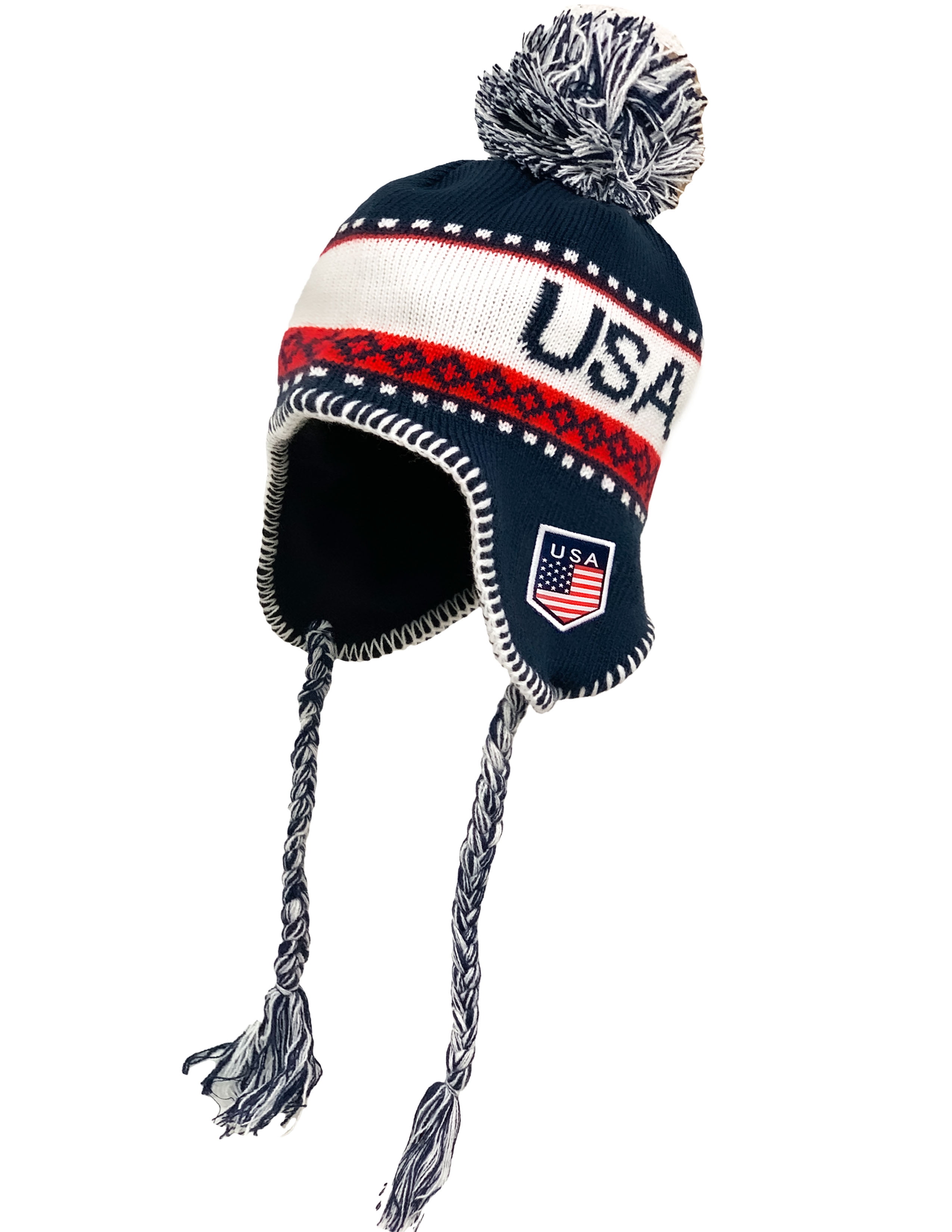 optie Zielig Wereldrecord Guinness Book USA Winter Hat, Knit Beanie Snow Winter Hat Ski Cap with Pom, USA Peruvian  Hat with Ear Flaps and Fleece Lining - Walmart.com