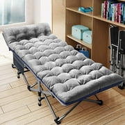 ABORON Folding Camping Cot Bed ,With Removeable Mattress for Adults,Portable Outdoor Cots with 2 Sided Mattress & Carry Bag