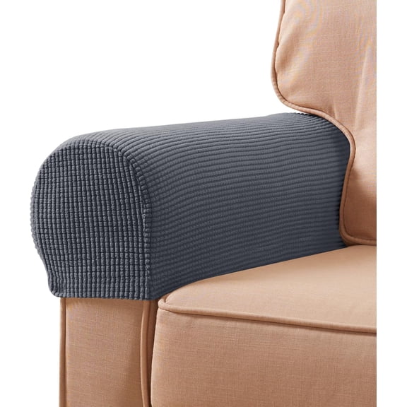 Universal Stretch Arm Covers Set of 2, Checkered Pattern Sofa Slipcovers for Armchairs, Hook and Loop Closure for Damage-Free Fit, Pet Proof Furniture Covers