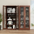 thumbnail image 4 of Polup 71''Tall Mahogany Metal Kitchen Display Cabinet with Glass Doors, Display Case with Lock and Shelves, 4 of 9