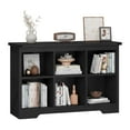 thumbnail image 2 of Dextrus 8 Cube Organizer Bookcase, Farmhouse Cubby Bookcase, Horizontal Open Shelf Bookshelf for Living Room, Bedroom, Home Office, Black, 2 of 13