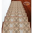 thumbnail image 2 of Sussexhome Stair Treads, Carpet Stair Tread, Non Slip Stair Treads, 9" x 28", Slide for Stairs, Carpet Stair for Stairs, Stairs slide, Stair Runner Carpet, Stairs Carpet Pieces, Beige & White 4 set, 2 of 4