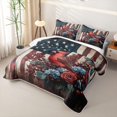 thumbnail image 3 of Manfei Cardinal Bird Quilt Full,Rustic Floral Flag Full Bedspread Sets,White Red Stripes Decor,3-Piece, 3 of 7
