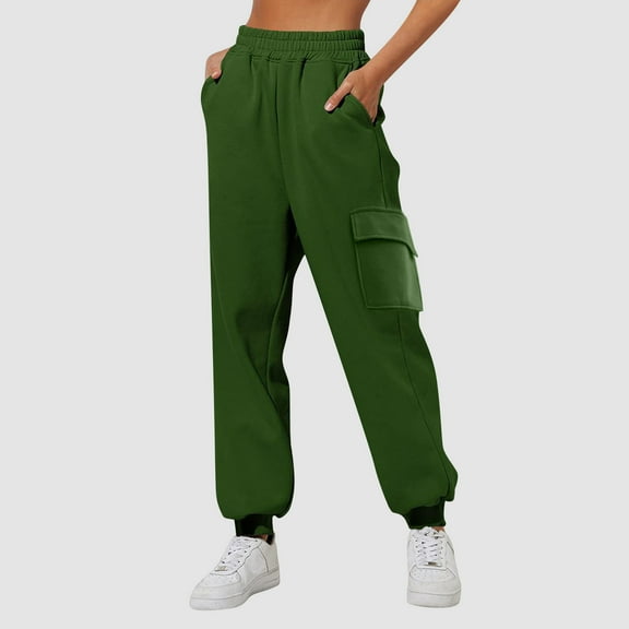 Womens Joggers with Pockets Clearance Cargo Straight Leg Active Sweatpants Workout Comfy Baggy Sweatpants Pants for Women Ladies Lounge Green 3XL