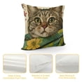 thumbnail image 4 of Tabby Cat Pillow Covers Cute Kitty Kitten with Green Scarf Decorative Throw Pillow Covers Spring Summer Floral Pillow Cases for Farmhouse Patio Living Room, 4 of 5
